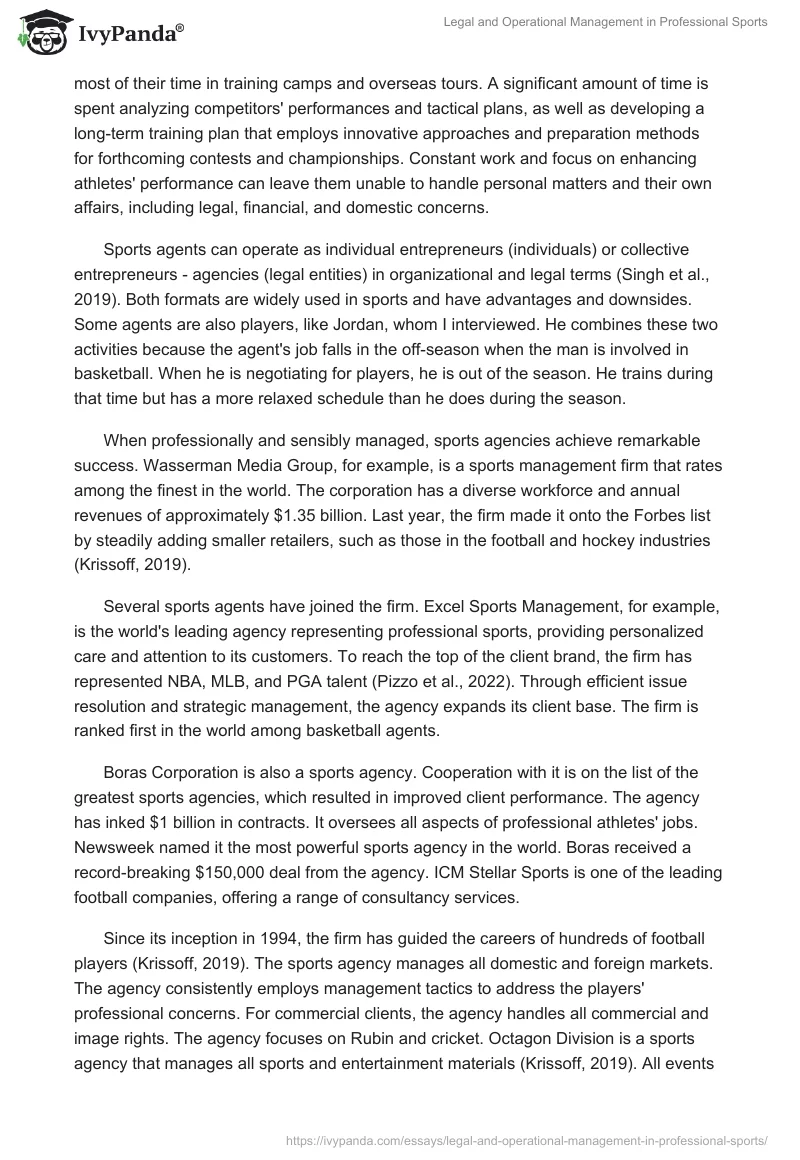 Legal and Operational Management in Professional Sports. Page 2