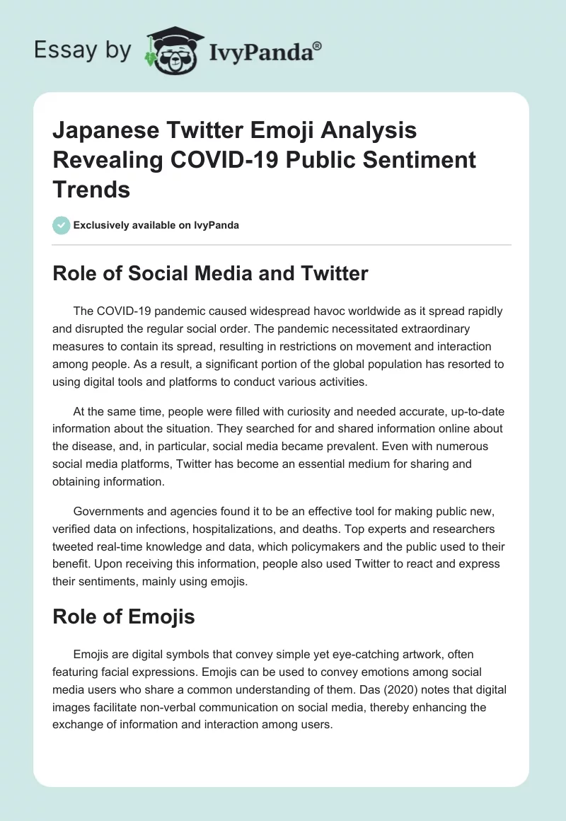 Japanese Twitter Emoji Analysis Revealing COVID-19 Public Sentiment Trends. Page 1