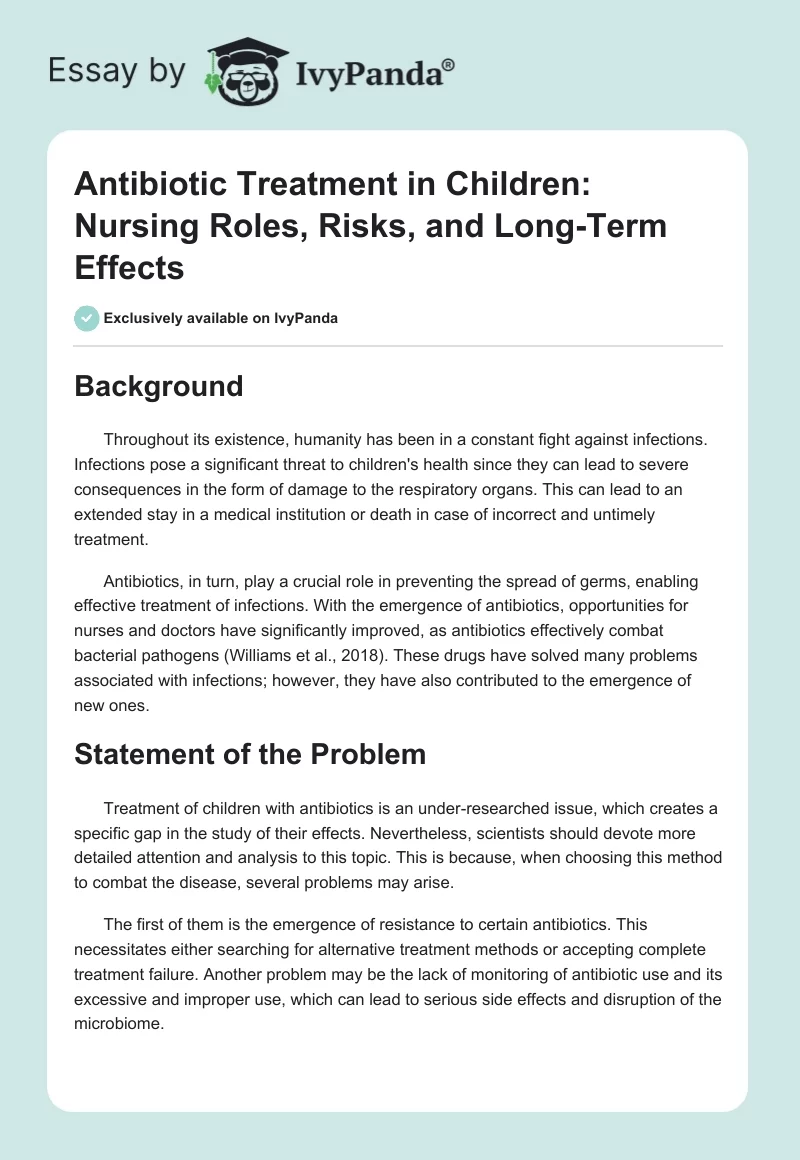 Antibiotic Treatment in Children: Nursing Roles, Risks, and Long-Term Effects. Page 1