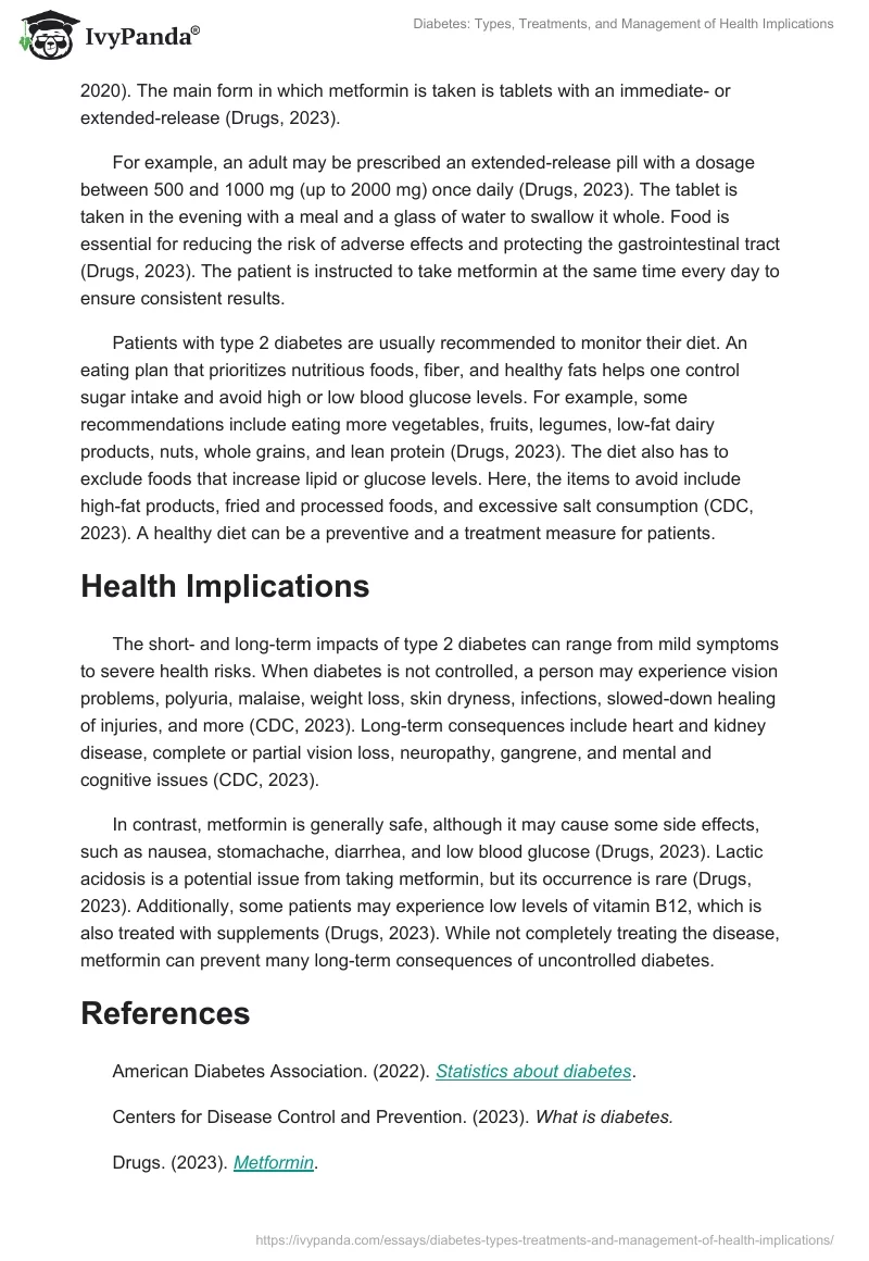 Diabetes: Types, Treatments, and Management of Health Implications. Page 2