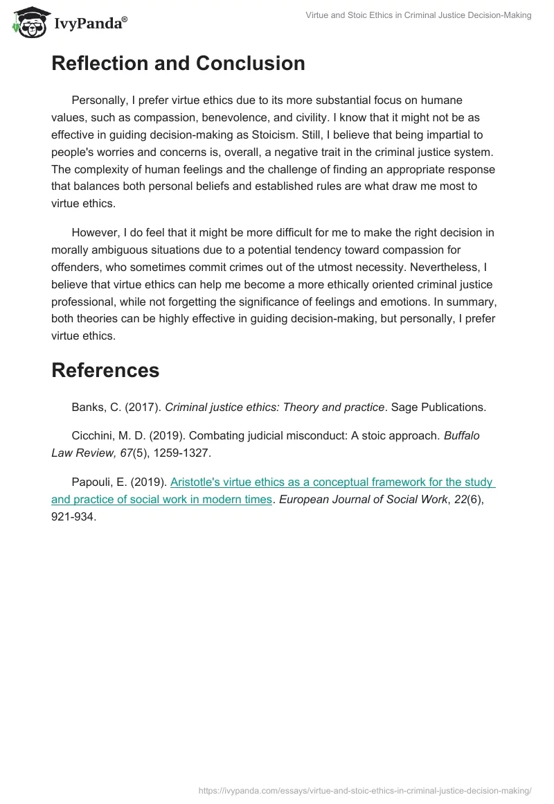 Virtue and Stoic Ethics in Criminal Justice Decision-Making. Page 2