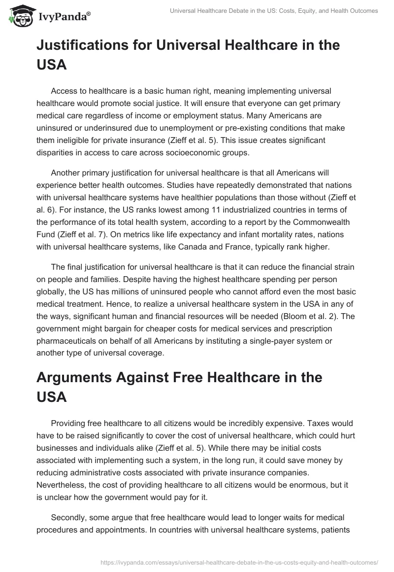 Universal Healthcare Debate in the US: Costs, Equity, and Health Outcomes. Page 2