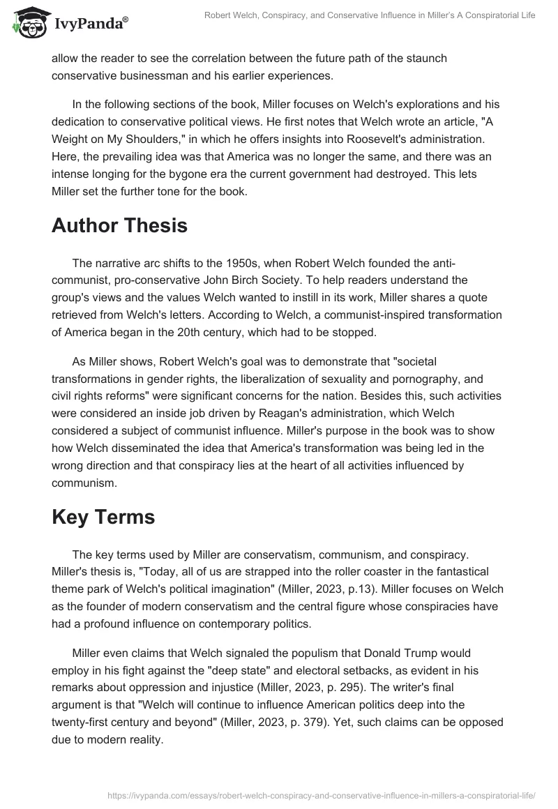 Robert Welch, Conspiracy, and Conservative Influence in Miller’s A Conspiratorial Life. Page 2