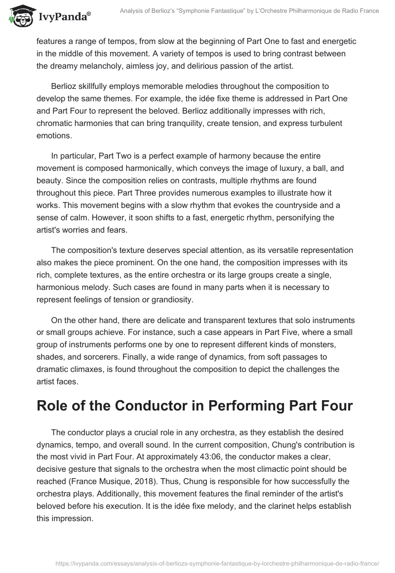 Analysis of Berlioz’s “Symphonie Fantastique” by L’Orchestre Philharmonique de Radio France. Page 2