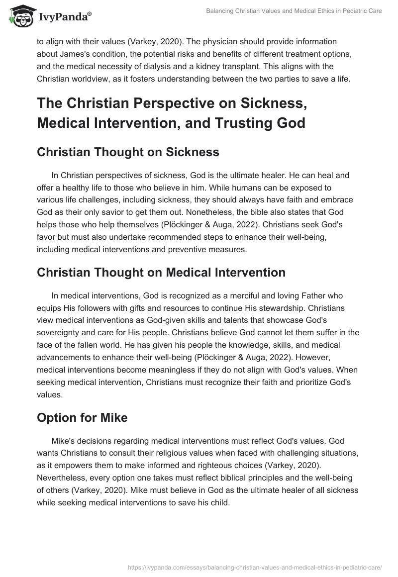 Balancing Christian Values and Medical Ethics in Pediatric Care. Page 2