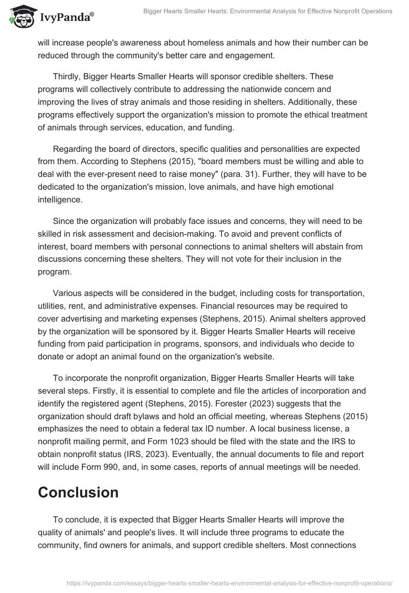Bigger Hearts Smaller Hearts: Environmental Analysis for Effective Nonprofit Operations. Page 2