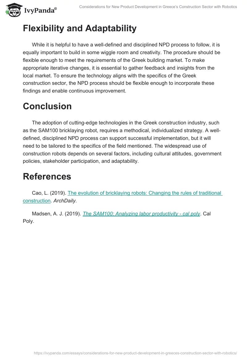 Considerations for New Product Development in Greece’s Construction Sector with Robotics. Page 2