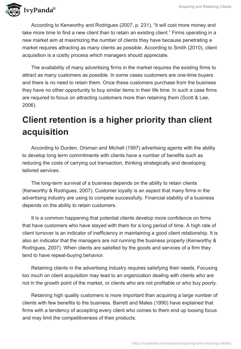 Acquiring and Retaining Clients. Page 2