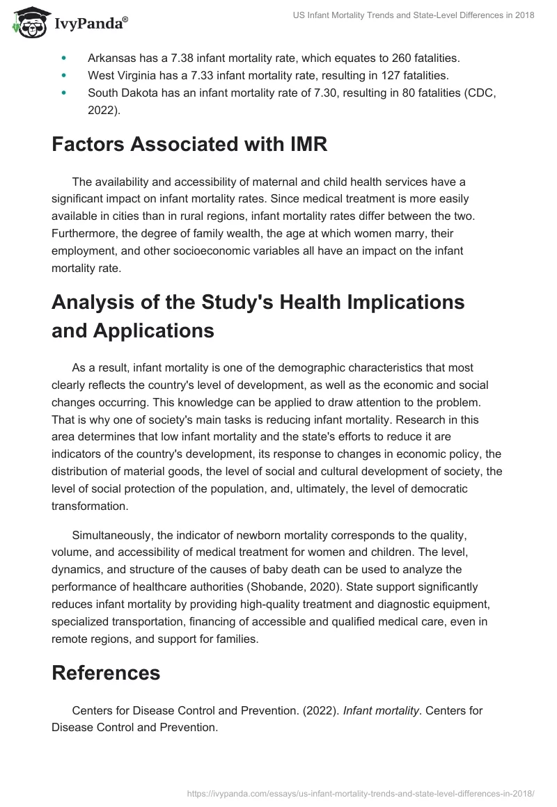 US Infant Mortality Trends and State-Level Differences in 2018. Page 2