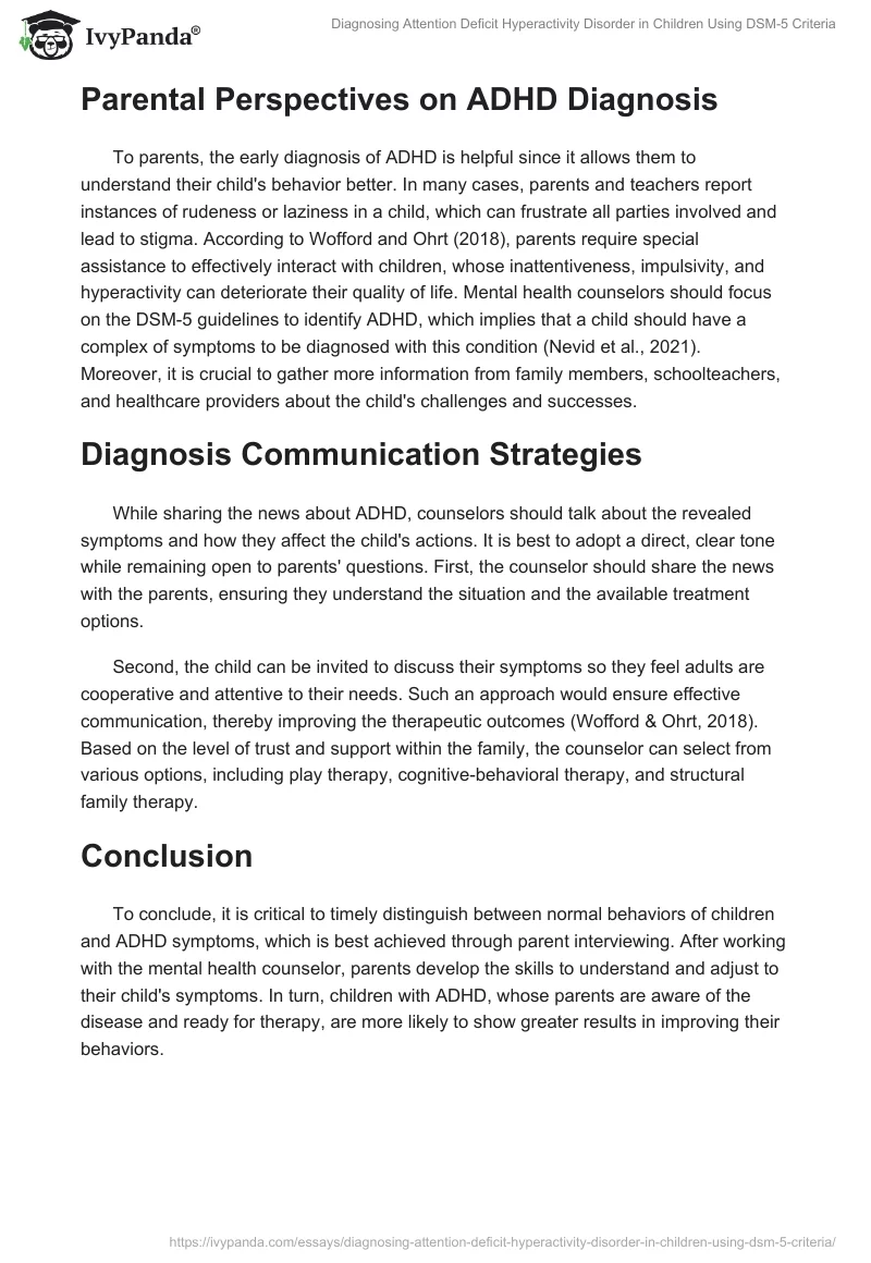 Diagnosing Attention Deficit Hyperactivity Disorder in Children Using DSM-5 Criteria. Page 2