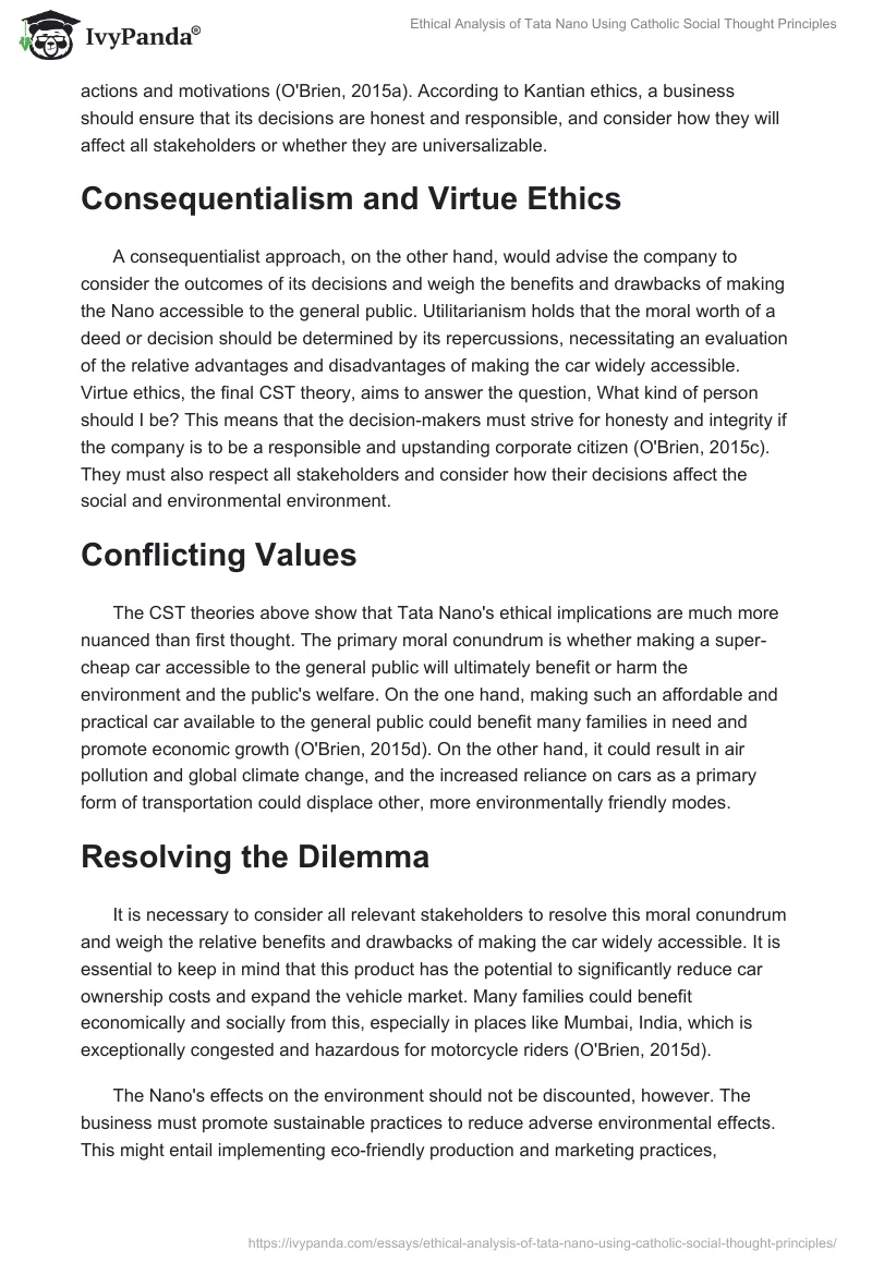 Ethical Analysis of Tata Nano Using Catholic Social Thought Principles. Page 2