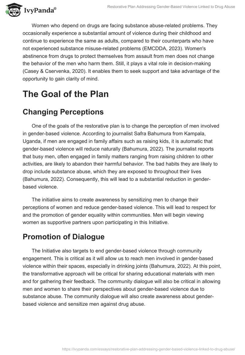 Restorative Plan Addressing Gender-Based Violence Linked to Drug Abuse. Page 2
