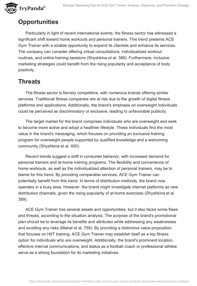 Strategic Marketing Plan for ACE Gym Trainer: Analysis, Objectives, and Promotion Strategy. Page 2