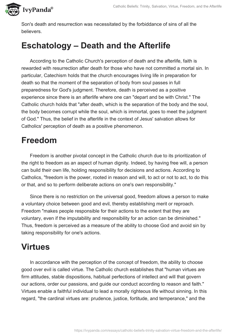 Catholic Beliefs: Trinity, Salvation, Virtue, Freedom, and the Afterlife. Page 2