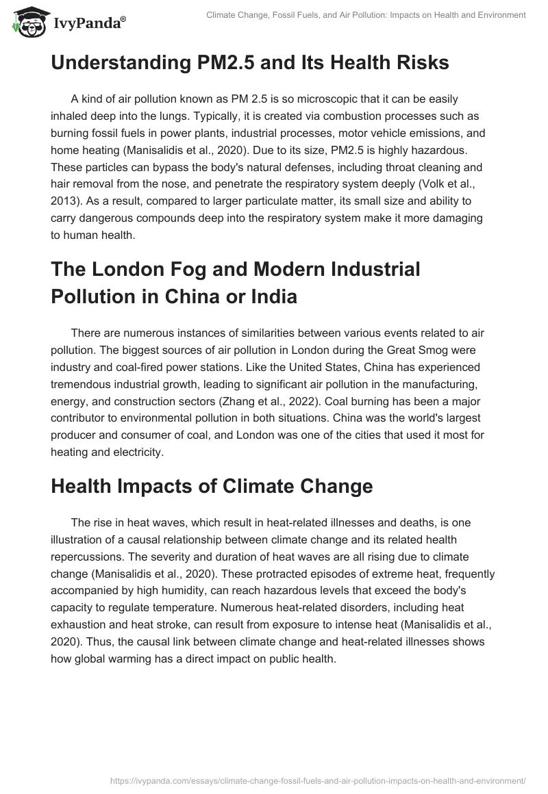 Climate Change, Fossil Fuels, and Air Pollution: Impacts on Health and Environment. Page 2