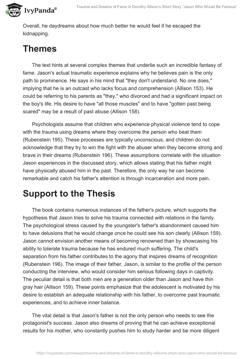 Trauma and Dreams of Fame in Dorothy Allison’s Short Story “Jason Who Would Be Famous”. Page 2