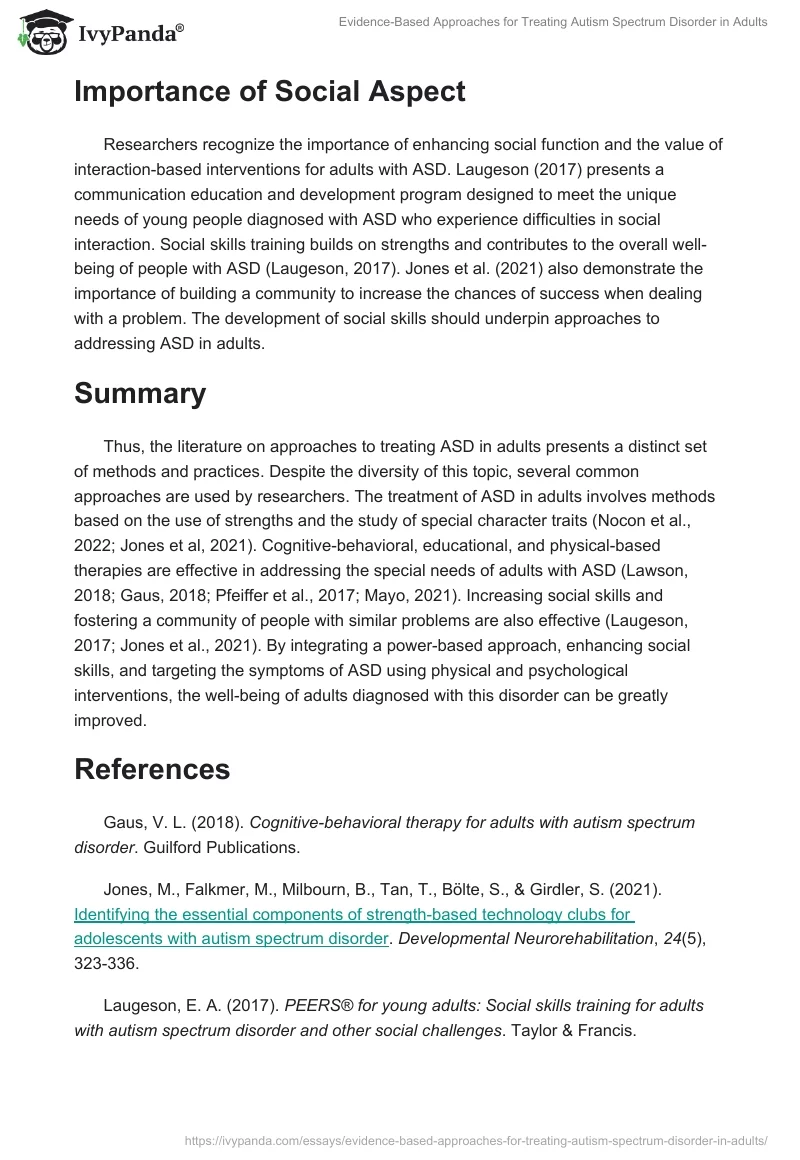 Evidence-Based Approaches for Treating Autism Spectrum Disorder in Adults. Page 2
