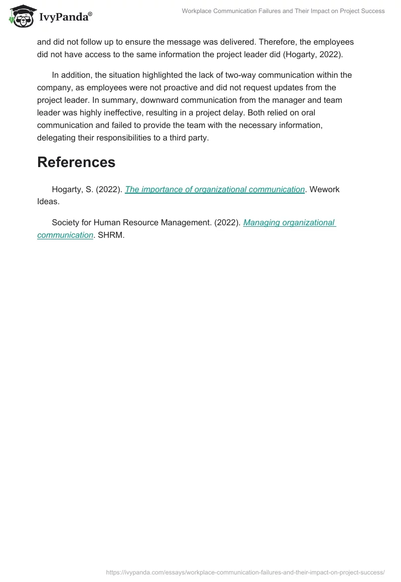 Workplace Communication Failures and Their Impact on Project Success. Page 2