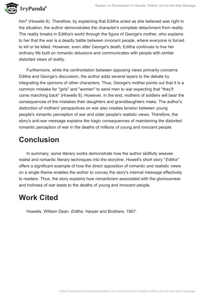 Realism vs Romanticism in Howells’ “Editha” and Its Anti-War Message. Page 2