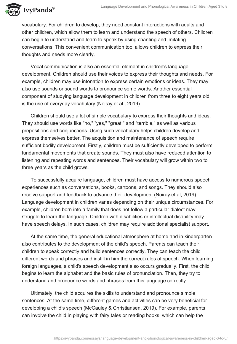 Language Development and Phonological Awareness in Children Aged 3 to 8. Page 2