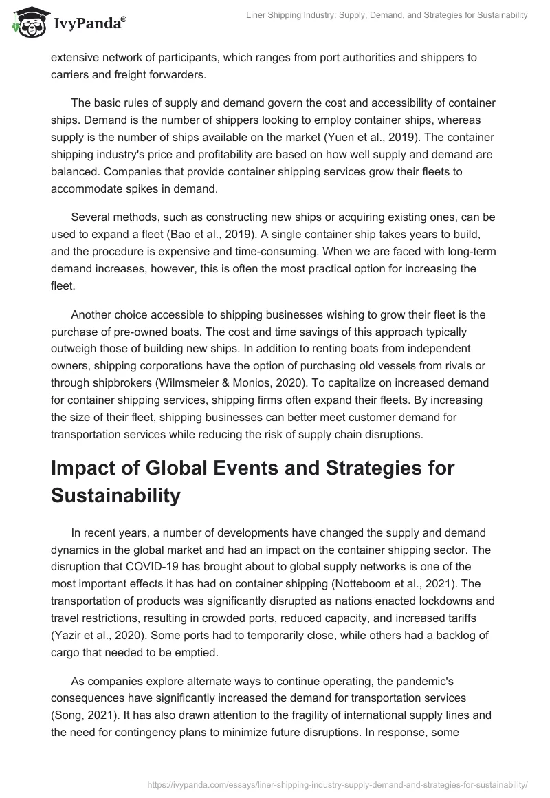 Liner Shipping Industry: Supply, Demand, and Strategies for Sustainability. Page 2