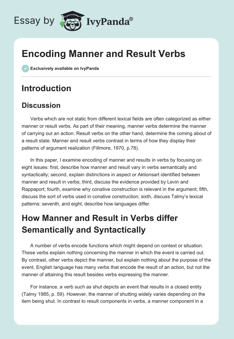 Encoding Manner and Result Verbs. Page 1