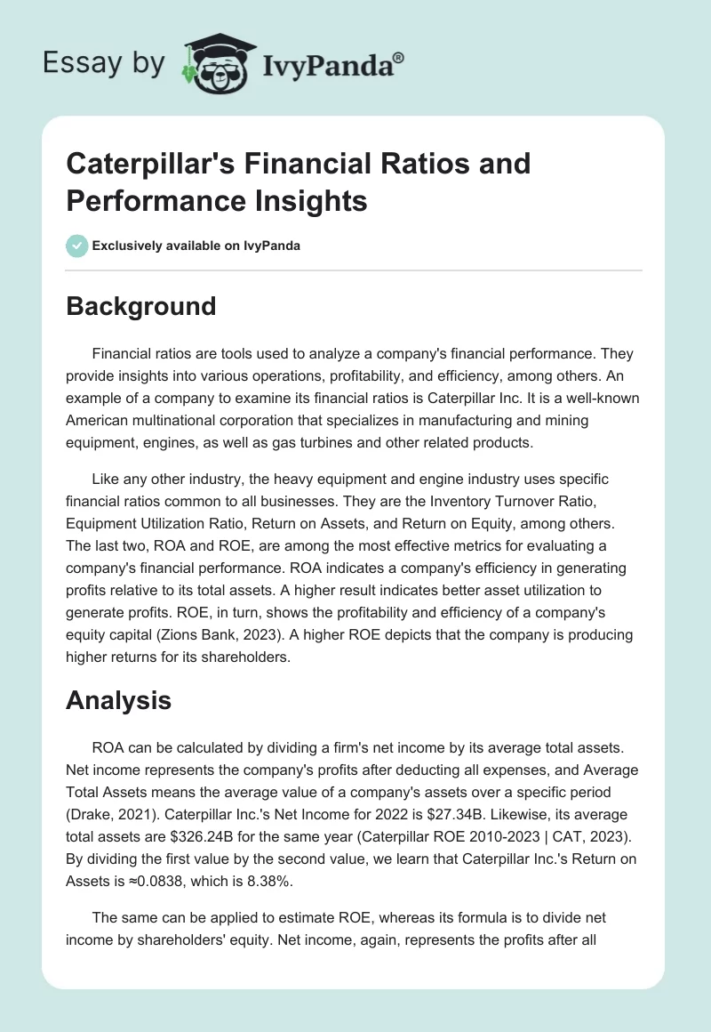 Caterpillar's Financial Ratios and Performance Insights. Page 1