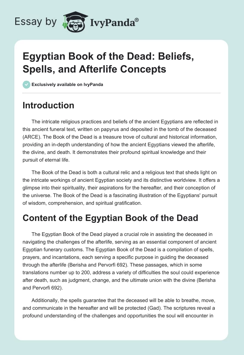 Egyptian Book of the Dead: Beliefs, Spells, and Afterlife Concepts. Page 1