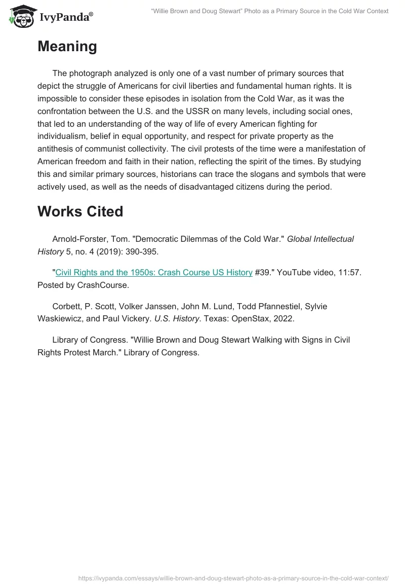 “Willie Brown and Doug Stewart” Photo as a Primary Source in the Cold War Context. Page 2