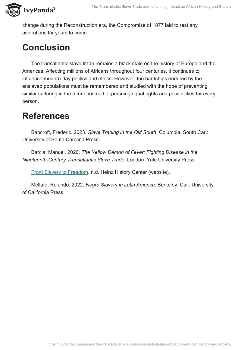 The Transatlantic Slave Trade and Its Lasting Impact on African History and Society. Page 2