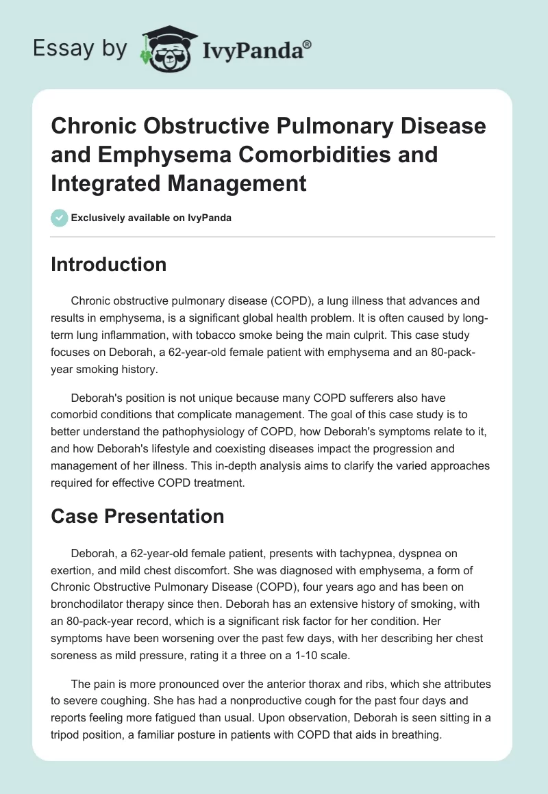 Chronic Obstructive Pulmonary Disease and Emphysema Comorbidities and Integrated Management. Page 1