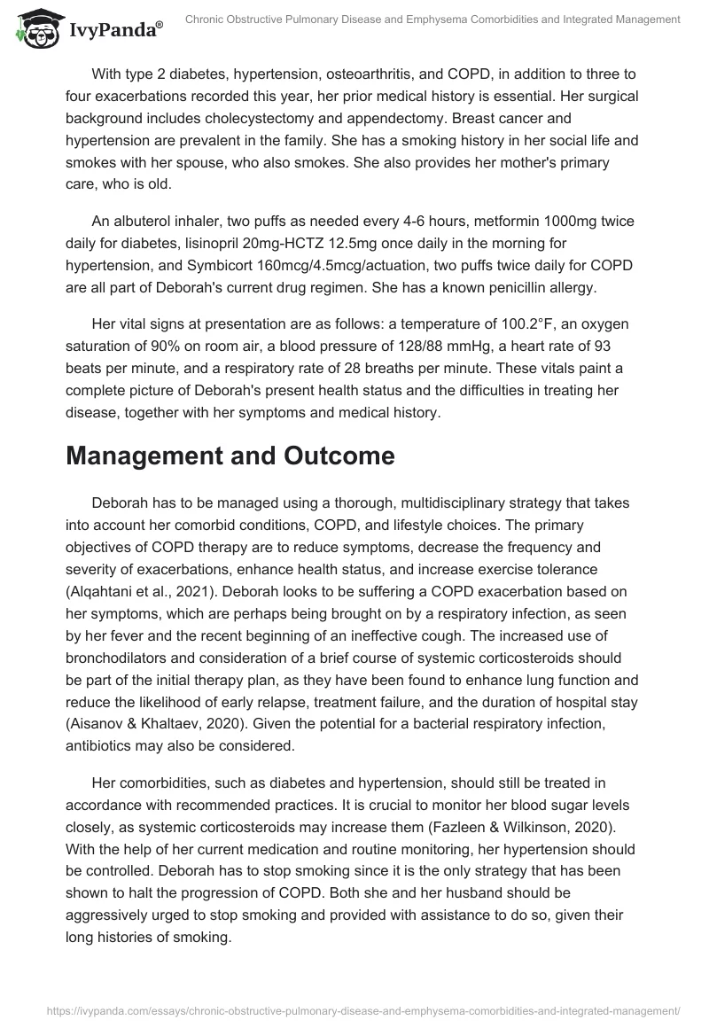 Chronic Obstructive Pulmonary Disease and Emphysema Comorbidities and Integrated Management. Page 2