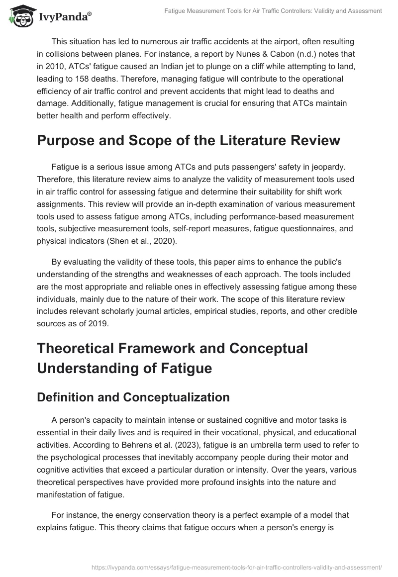 Fatigue Measurement Tools for Air Traffic Controllers: Validity and Assessment. Page 2