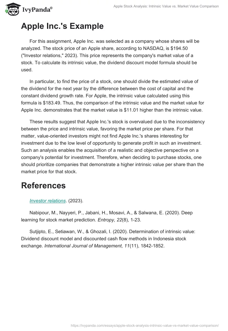 Apple Stock Analysis: Intrinsic Value vs. Market Value Comparison. Page 2
