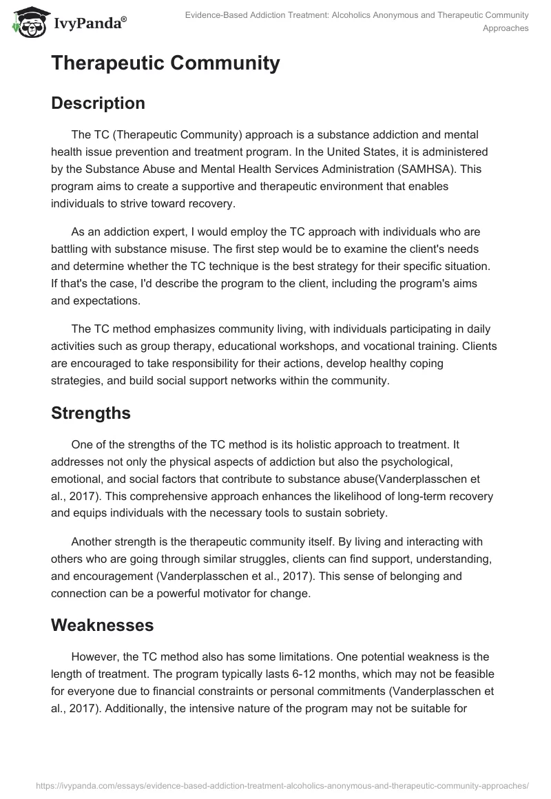 Evidence-Based Addiction Treatment: Alcoholics Anonymous and Therapeutic Community Approaches. Page 2