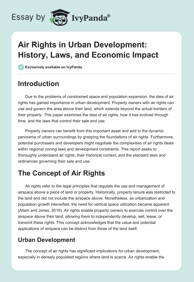 Air Rights in Urban Development: History, Laws, and Economic Impact. Page 1