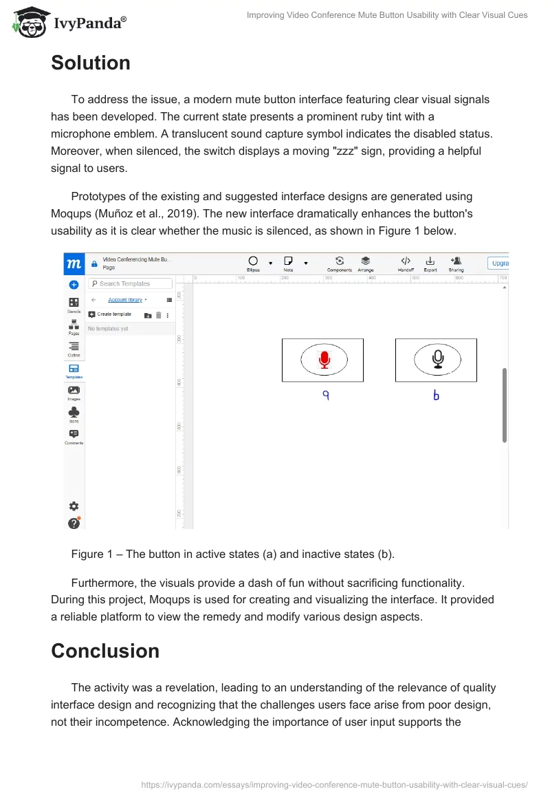 Improving Video Conference Mute Button Usability with Clear Visual Cues. Page 2