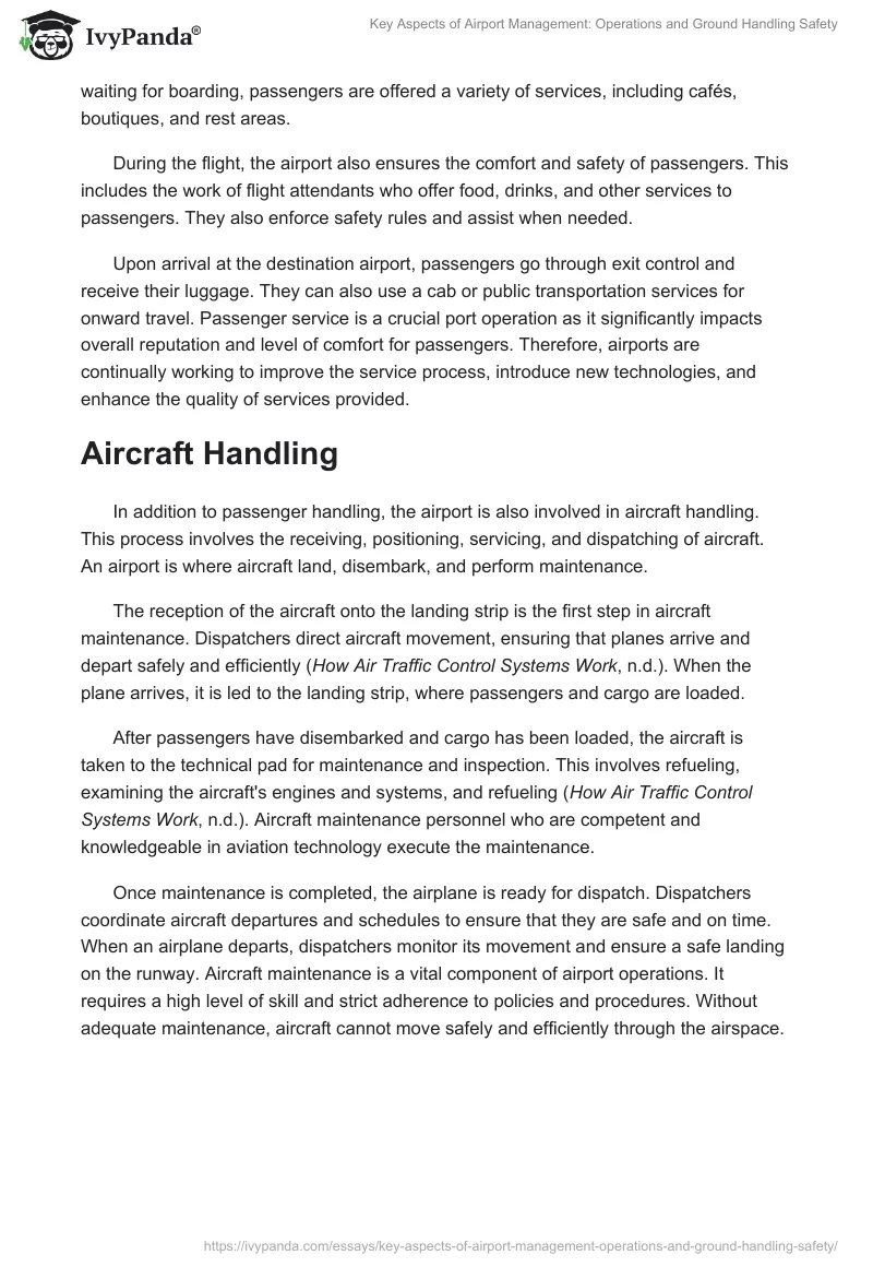 Key Aspects of Airport Management: Operations and Ground Handling Safety. Page 2