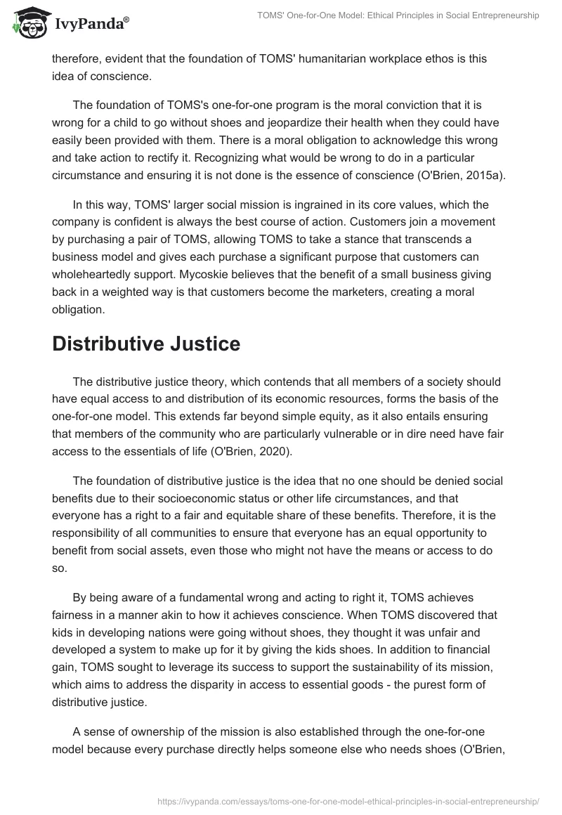 TOMS' One-for-One Model: Ethical Principles in Social Entrepreneurship. Page 2