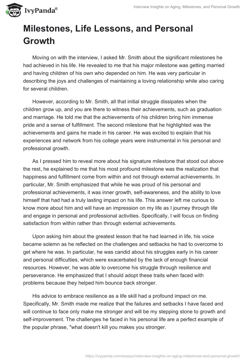 Interview Insights on Aging, Milestones, and Personal Growth. Page 2
