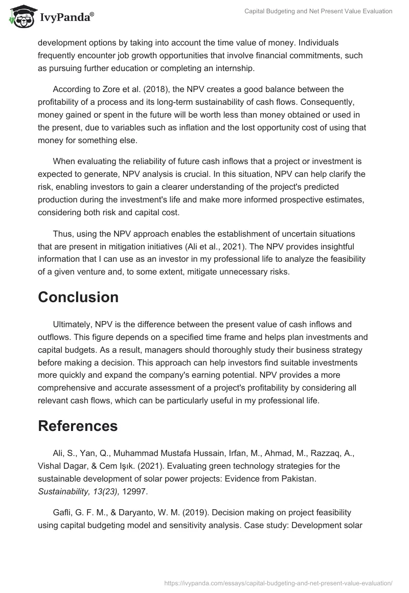 Capital Budgeting and Net Present Value Evaluation. Page 2