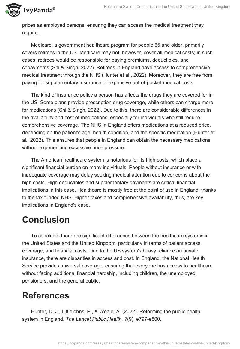 Healthcare System Comparison in the United States vs. the United Kingdom. Page 2