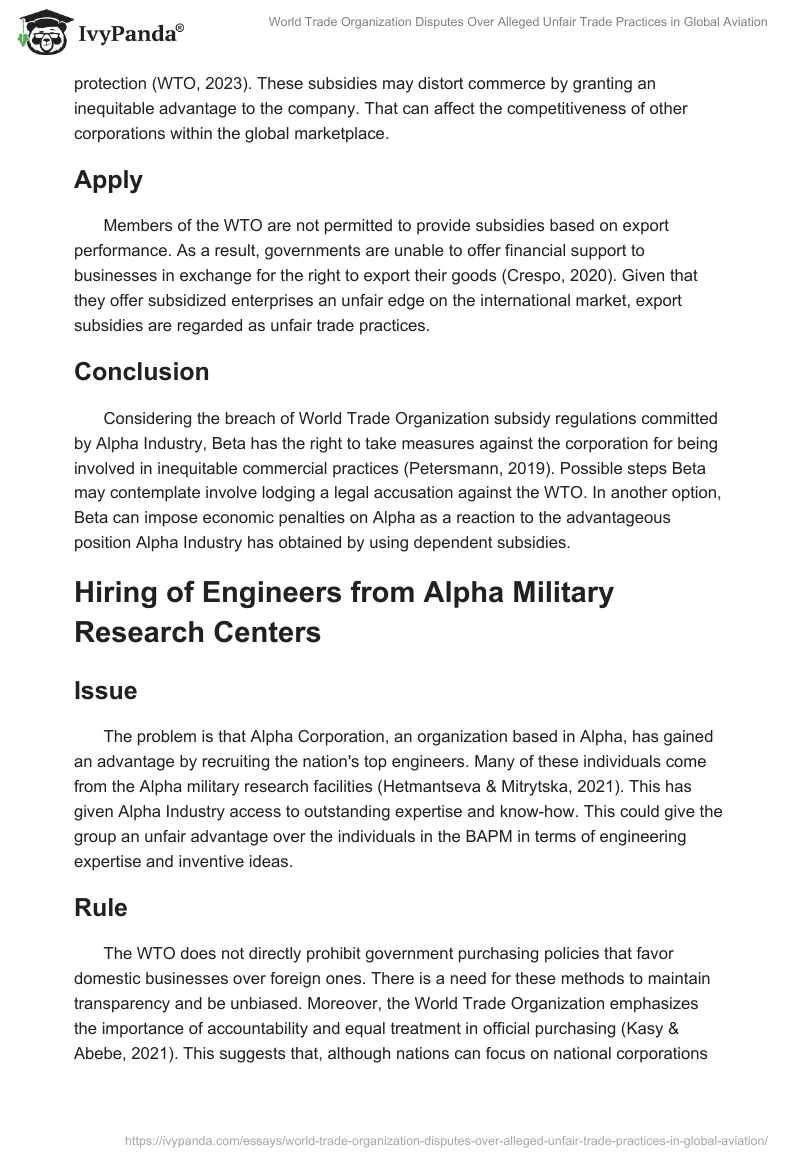 World Trade Organization Disputes Over Alleged Unfair Trade Practices in Global Aviation. Page 2