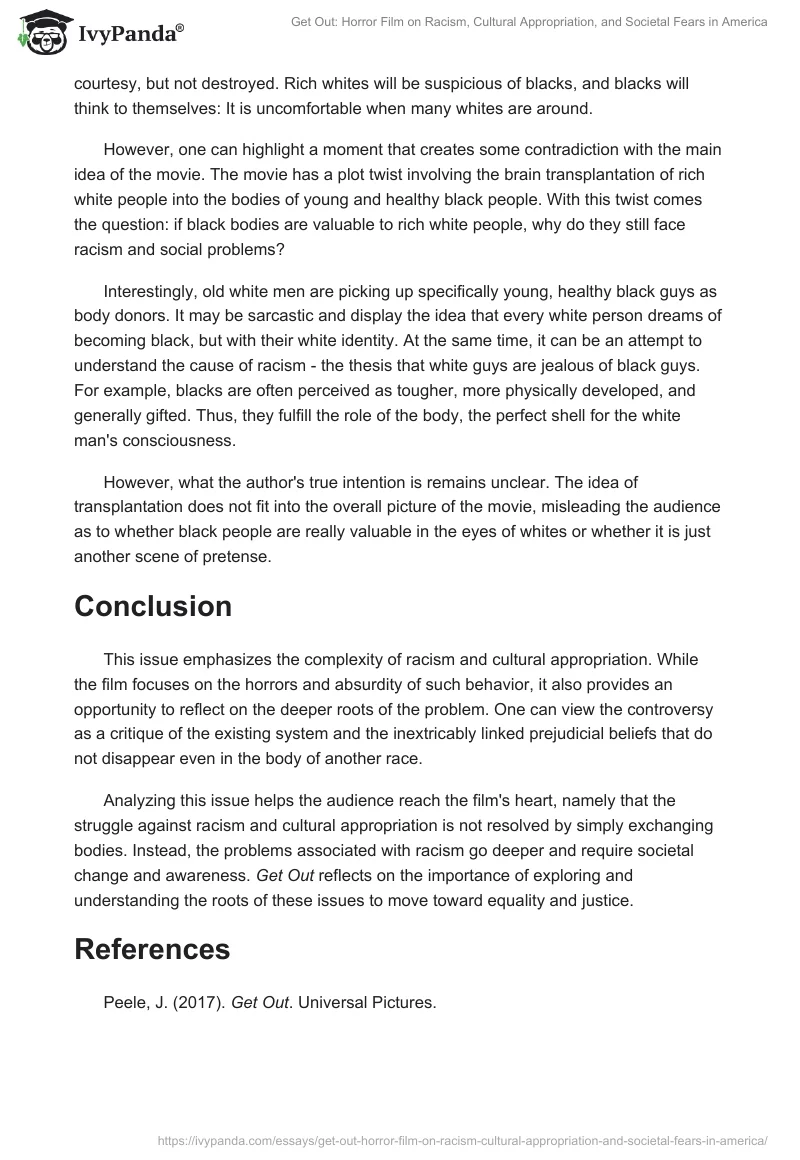 Get Out: Horror Film on Racism, Cultural Appropriation, and Societal Fears in America. Page 2