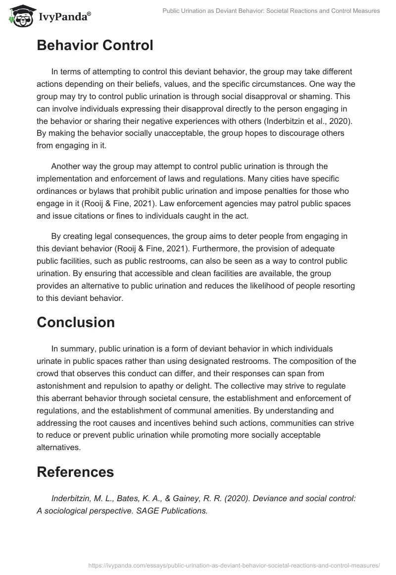 Public Urination as Deviant Behavior: Societal Reactions and Control Measures. Page 2