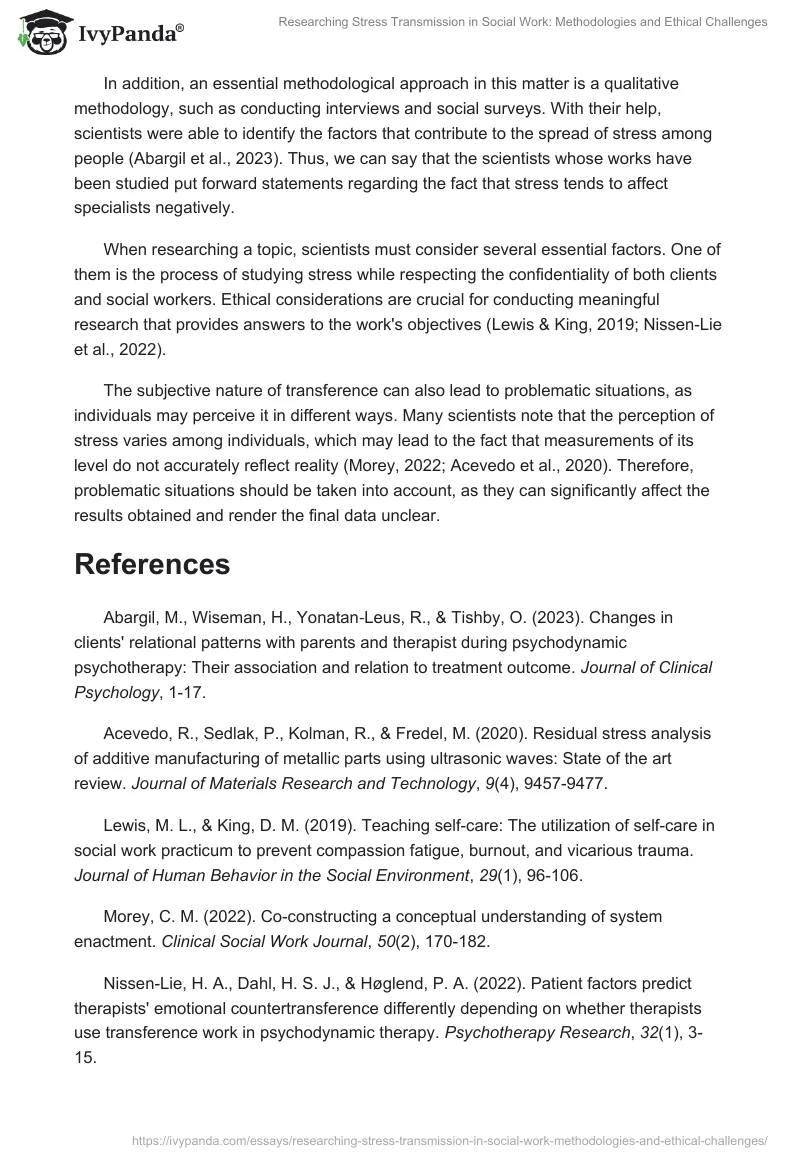 Researching Stress Transmission in Social Work: Methodologies and Ethical Challenges. Page 2