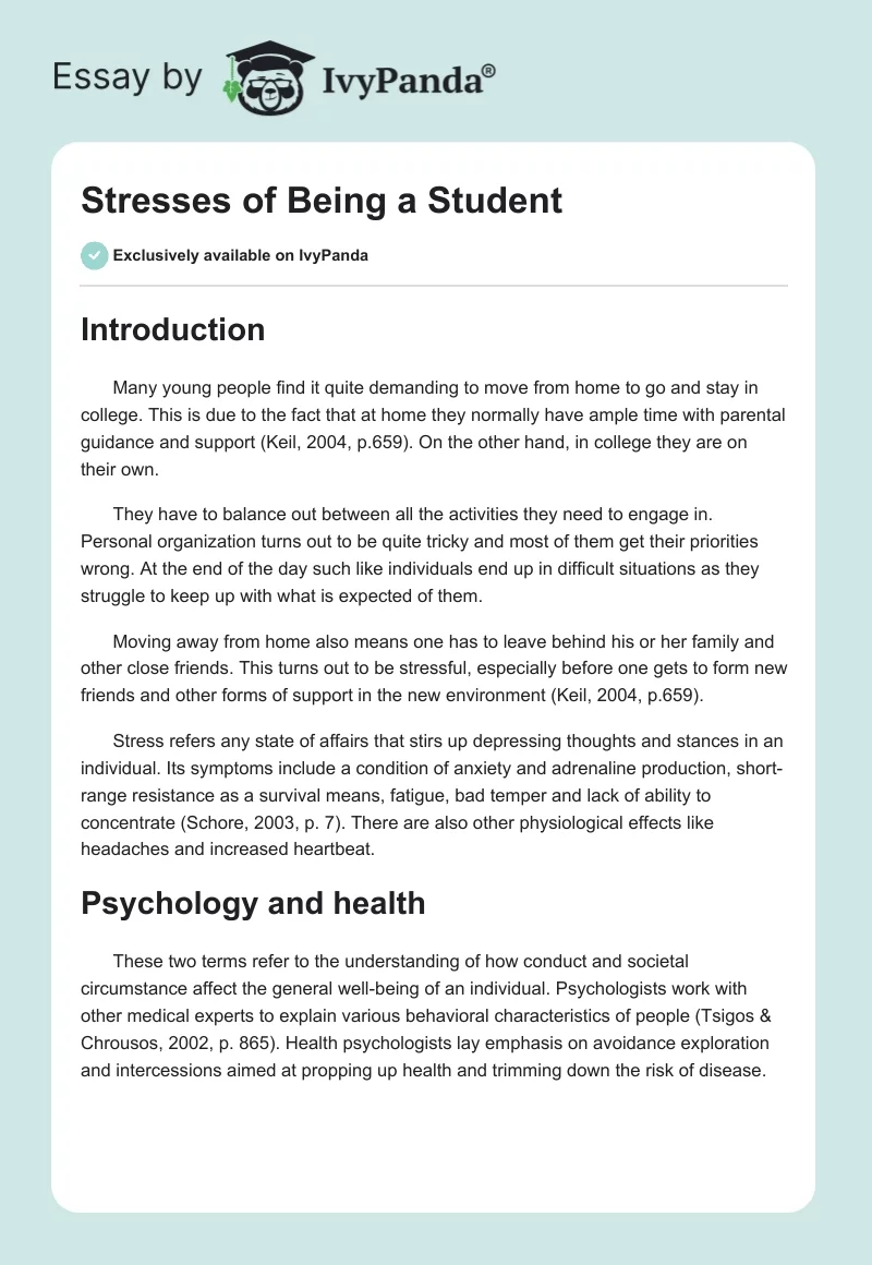 Stresses of Being a Student. Page 1