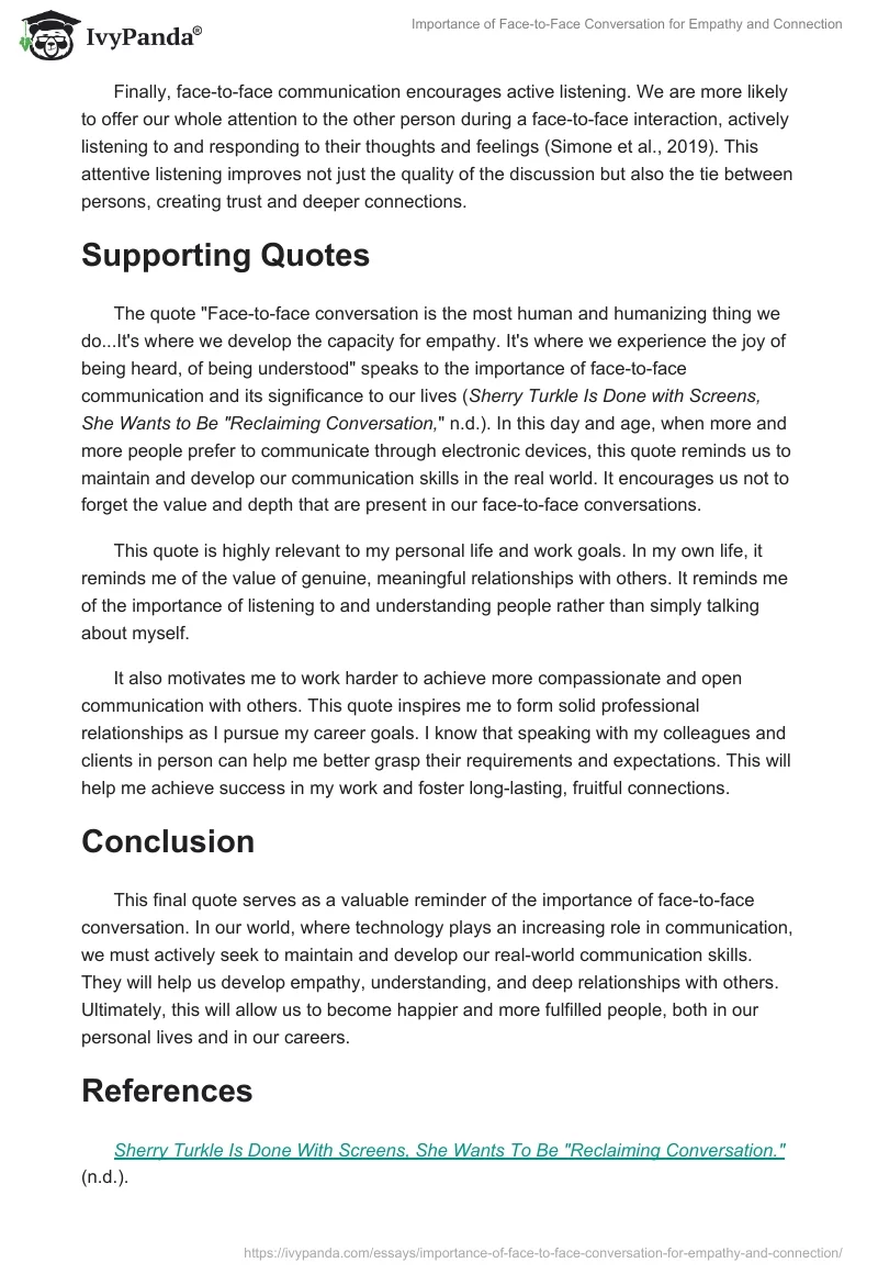 Importance of Face-to-Face Conversation for Empathy and Connection. Page 2
