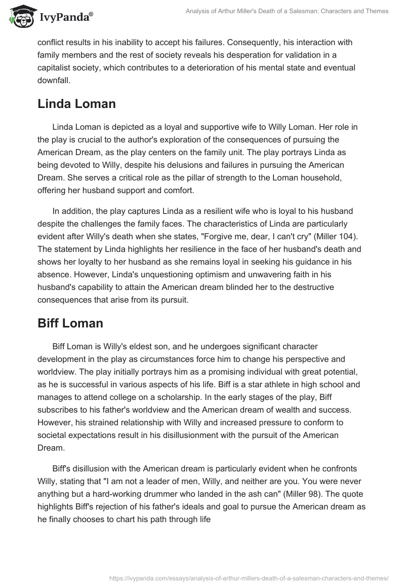 Analysis of Arthur Miller's Death of a Salesman: Characters and Themes. Page 2
