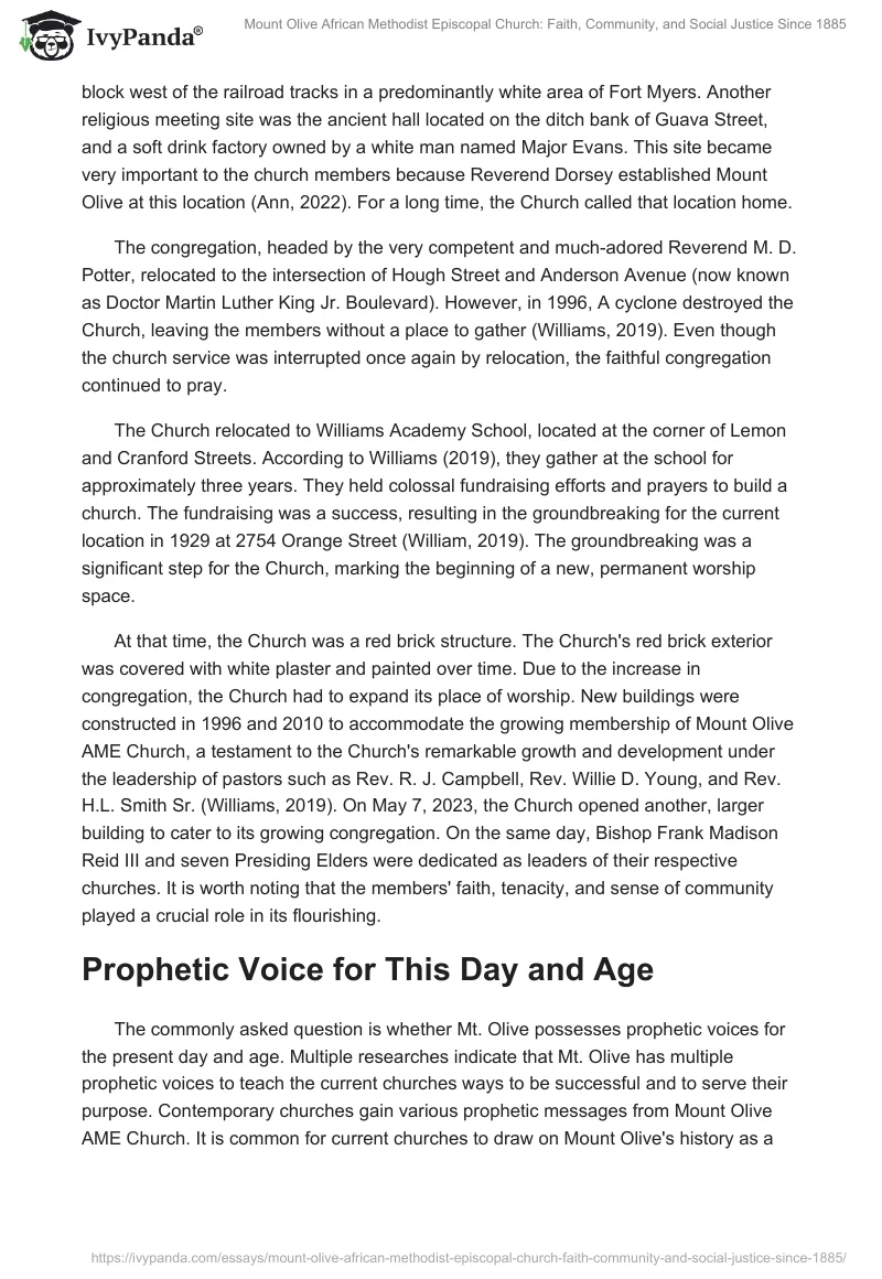 Mount Olive African Methodist Episcopal Church: Faith, Community, and Social Justice Since 1885. Page 2